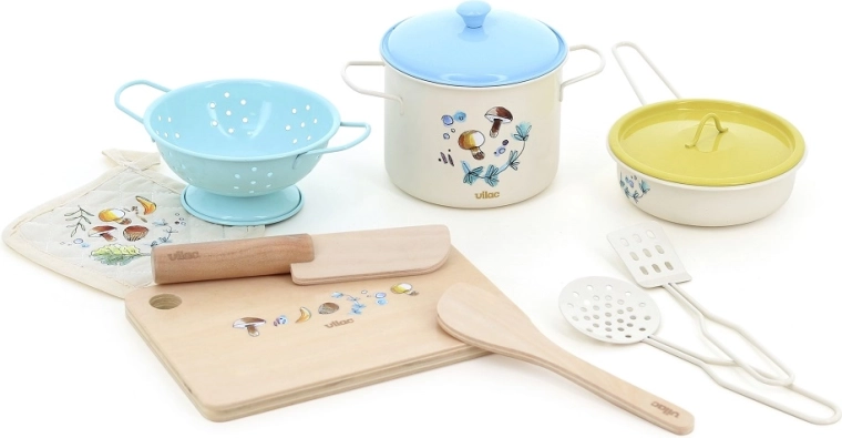 Vilac juego de utensilios de cocina metálicos My Nature Kitchen