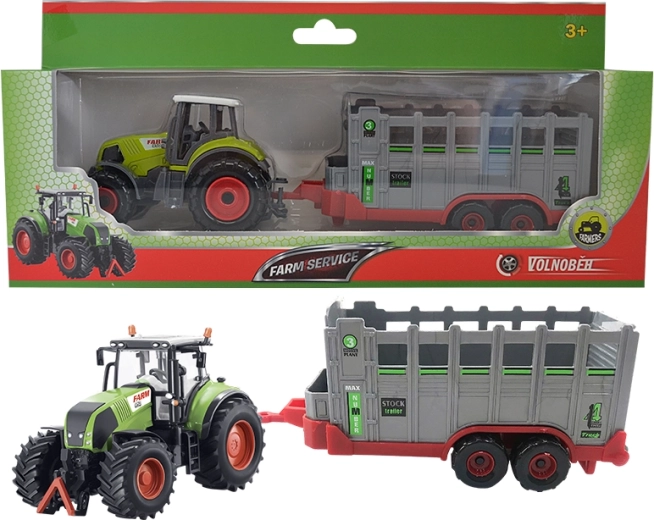 Tractor de granja con remolque para transporte de animales 1:50
