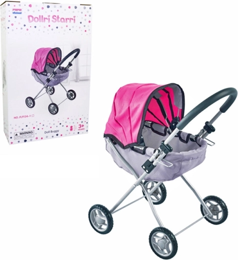 Cochecito para muñecas negro y rosa