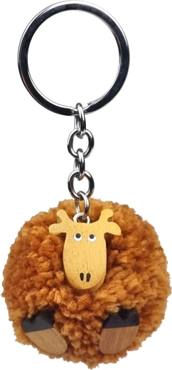 Llavero de madera Jirafa con pompón
