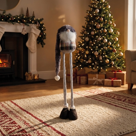 Gnomo escandinavo navideño con patas telescópicas de 44–90 cm
