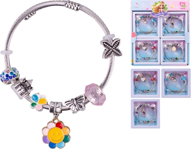 Pulsera infantil con medallón – corazoncito, sirena, solecito, nubecita