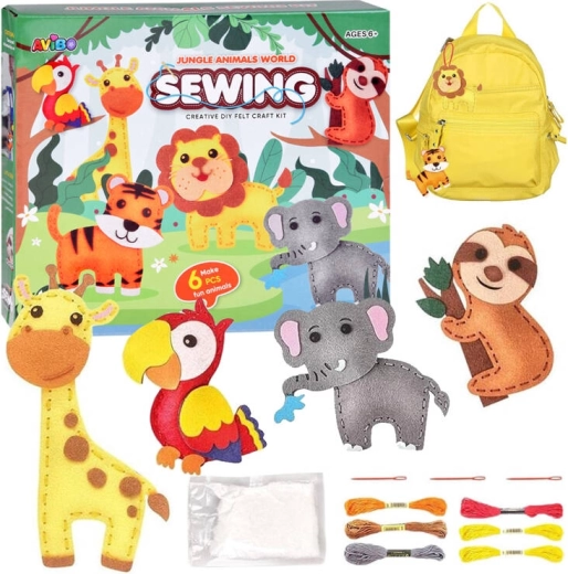 Kit creativo de fieltro para coser: animales de la jungla para niños