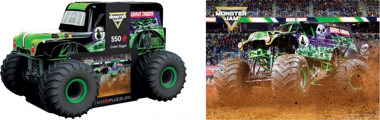 Puzzle en caja metálica Monster Jam Grave Digger 550 piezas