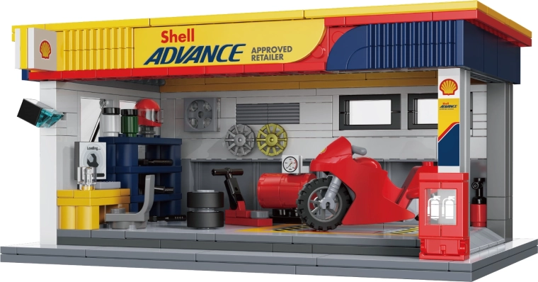 Taller Shell realista lleno de detalles