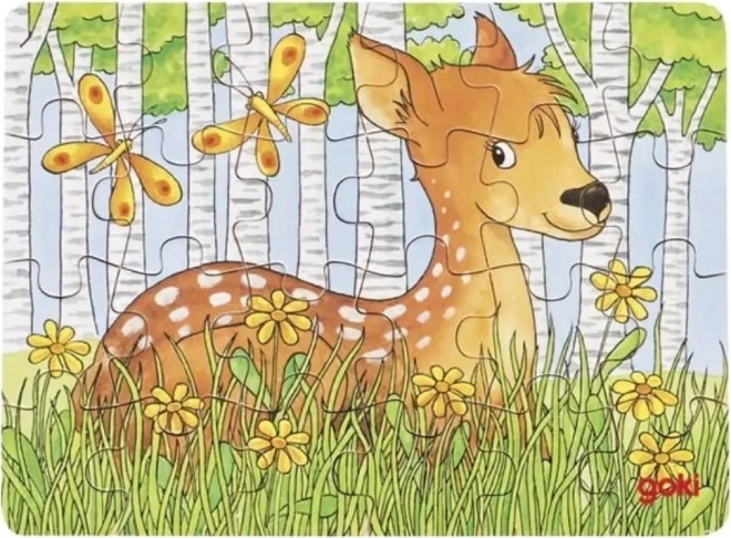 Puzzle de madera Goki Animales del bosque – colirrojo, 24 piezas