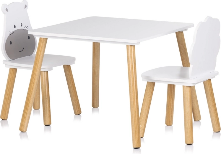 Mesa infantil de madera con sillas HIPPO y LION
