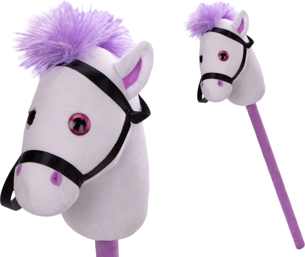 Caballito de peluche blanco con palo 75 cm