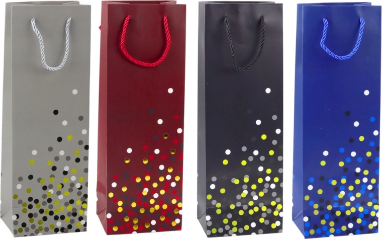 Bolsa de regalo para botella de vino con lunares