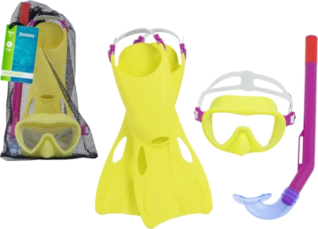 Set infantil de snorkel BESTWAY: máscara, tubo y aletas, amarillo