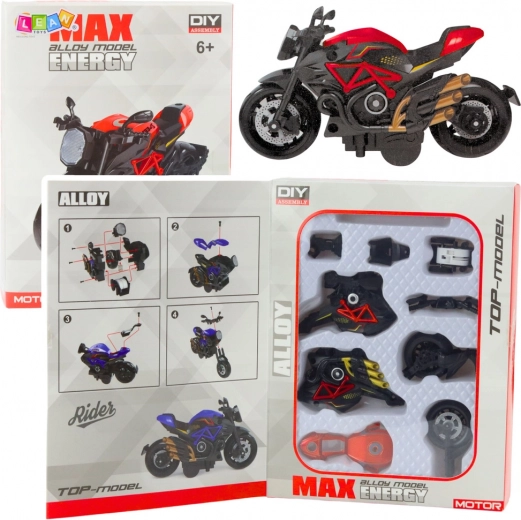 Motocicleta para montar 1:14 modelo metálico negro-rojo DIY