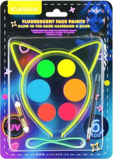 Pinturas faciales fluorescentes con diadema y goma elástica