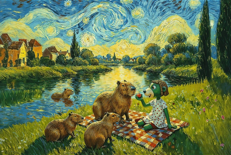 Puzzle Trefl Alimentando capibaras – 100 piezas