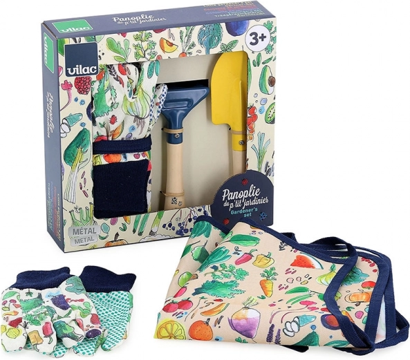 Vilac set infantil de herramientas de jardinería en caja ilustrada
