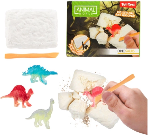 Pequeño arqueólogo – excavaciones de dinosaurios en cajita 9 × 7 × 3 cm