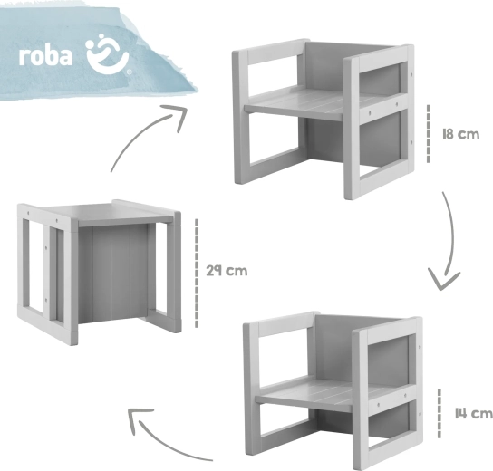 Taburete infantil reversible Roba gris