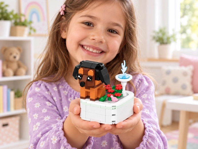 Adorable tejón hecho con bloques