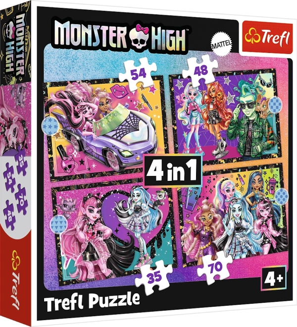 Puzzle 4 en 1 MONSTER HIGH Día electrizante