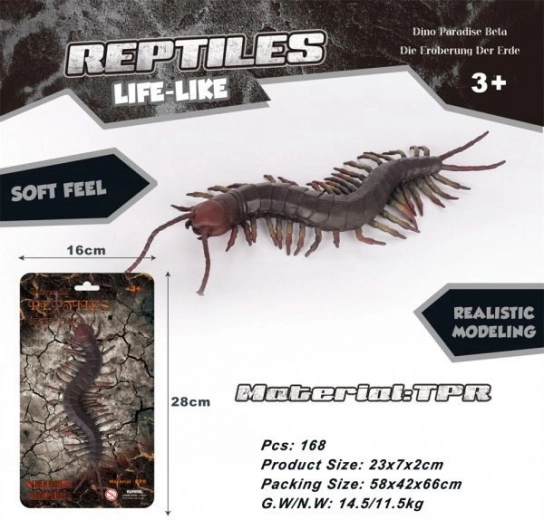 Ciempiés gigante de goma realista de 23 cm