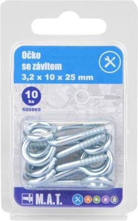 Ojo cerrado roscado 25 × 10 × 3,2 mm, zincado (10 uds)