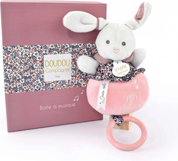 Set de regalo Doudou – conejito de peluche rosa con melodía 20 cm