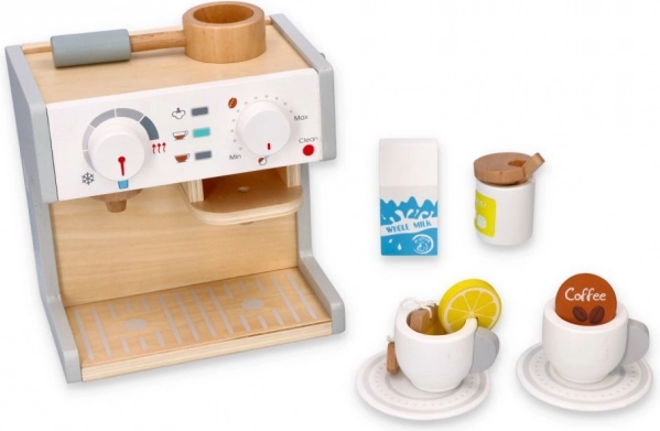 Set de juego de cafetera y tetera de madera