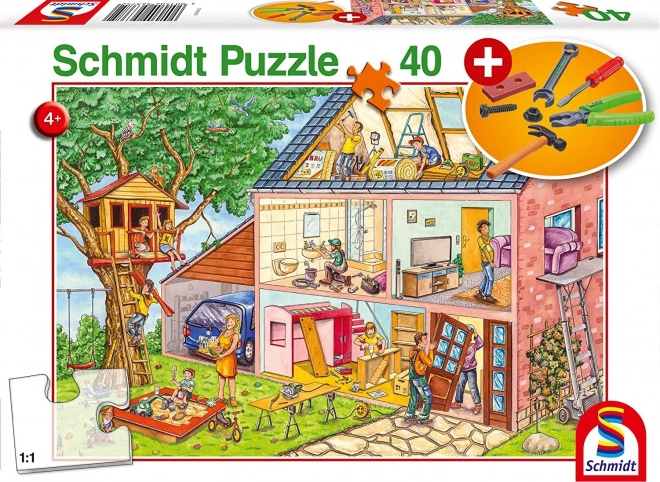 Puzzle Schmidt Artesanos trabajadores 40 piezas con herramientas infantiles