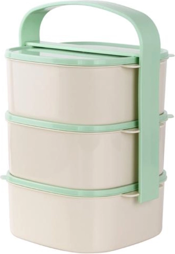 Portacomidas de plástico 3×1 l, mix de colores de las tapas