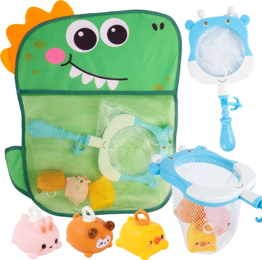 Juguetes de baño con caña de pescar y bolsa de cocodrilo