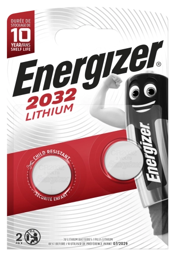Pila de botón de litio CR2032 3 V, 235 mAh, 2 uds. – Energizer