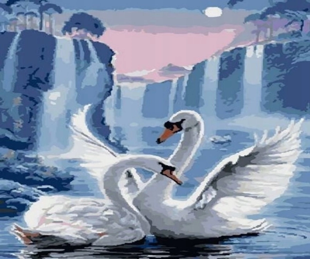 Norimpex Pintura por números Pareja de cisnes 40 × 50 cm