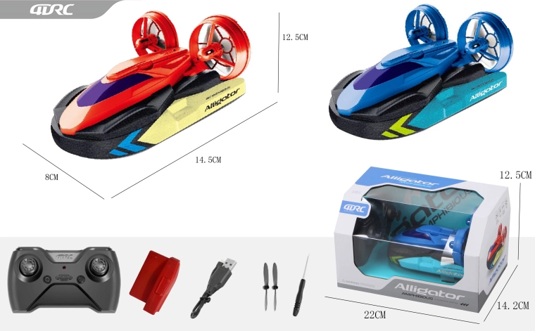 Aerodeslizador RC 2 en 1 por control remoto 14,2 cm - azul