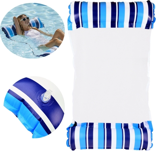 Hamak inflable para piscina – colchoneta flotante azul-blanca - 1 pieza