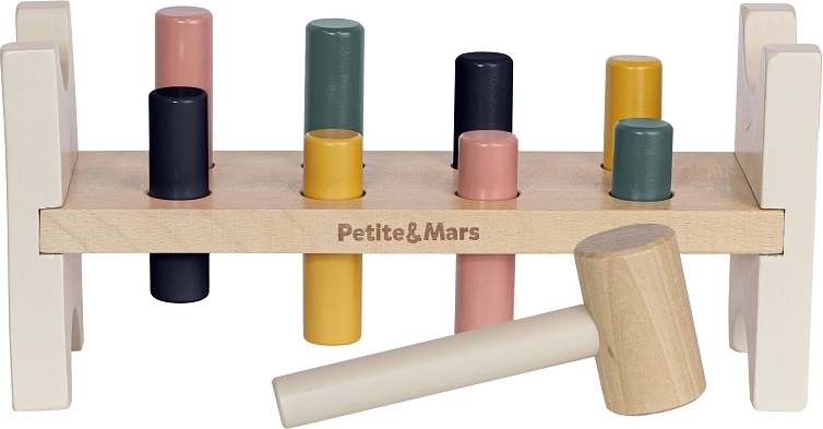 Banco de golpear de madera PETITE&MARS Big Bang, rosa Aurora, 12m+