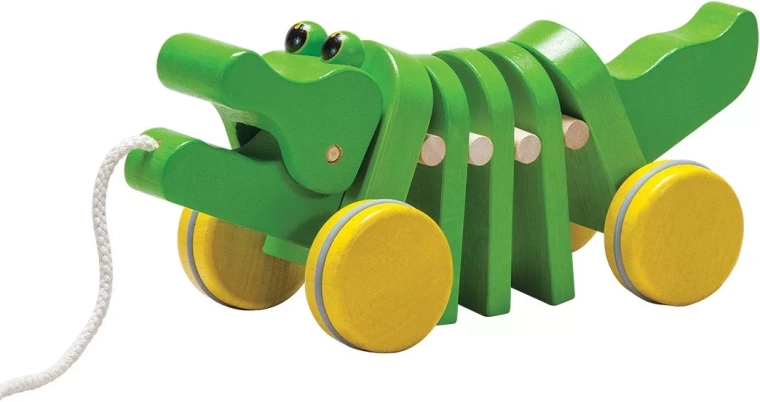Cocodrilo bailarín PlanToys – juguete de arrastre de madera