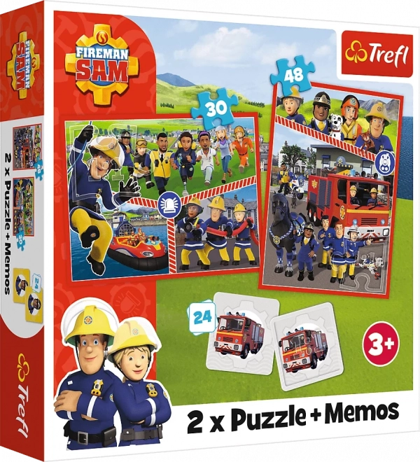 Puzzle 2 en 1 Fireman Sam con juego de memoria