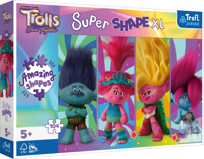 Puzzle Trefl Super Shape XL Trolls: travesuras trol 104 piezas
