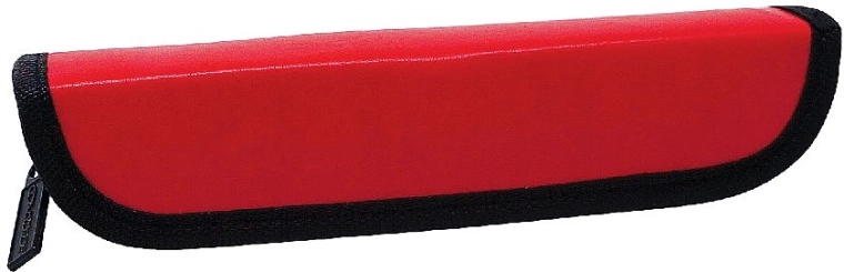 Estuche pequeño de polipiel con 4 presillas, rojo