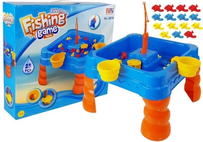 Gran juego de pesca acuática para niños con mesa y dos cañas