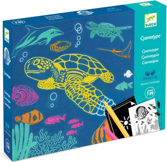 Set creativo Djeco Mundo submarino – cianotipia para niños