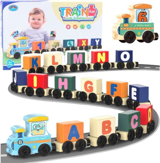 Juego de construcción educativo: tren con letras y números, multicolor, 16 piezas