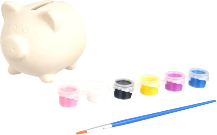 Hucha de cerámica con forma de cerdito para pintar (8 uds.)