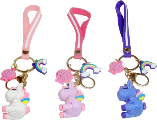 Llavero colgante de unicornio de goma
