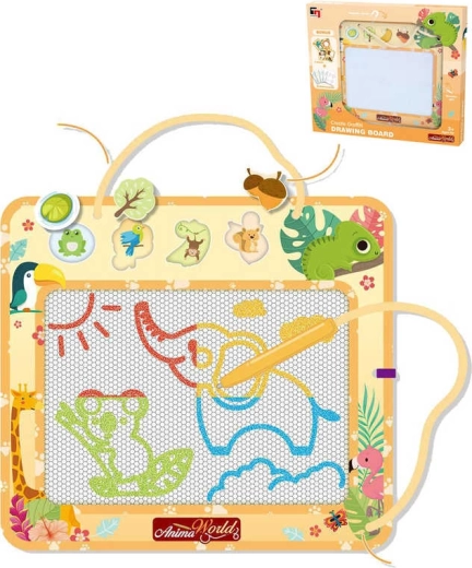 Tabla de dibujo mágica con animalitos, bolígrafo mágico, 4 sellos y 18 tarjetas