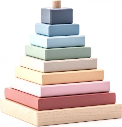 Cubika pirámide de colores pastel – rompecabezas de madera de 9 piezas
