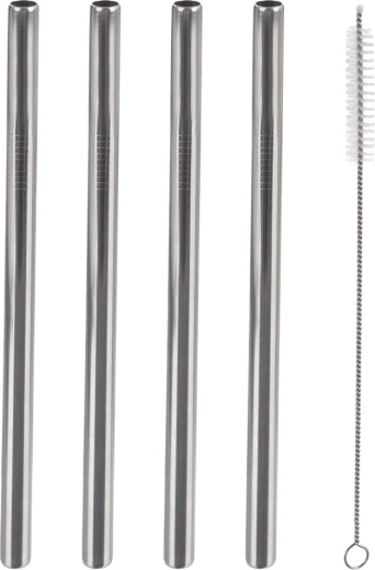 Pajitas de acero inoxidable con cepillo 21,5 cm – set de 5 uds.