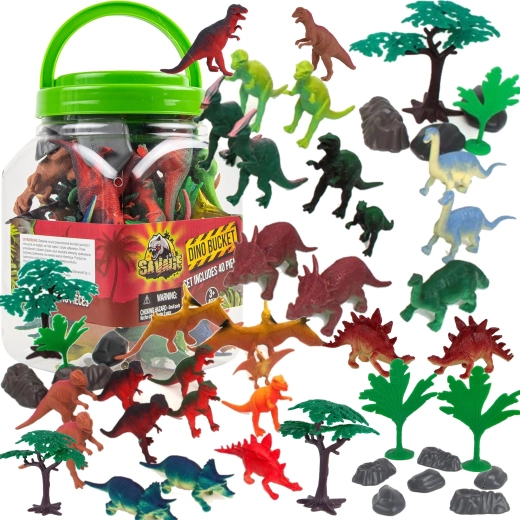 Figuras de dinosaurios en cubo con accesorios 40 piezas BOLEY