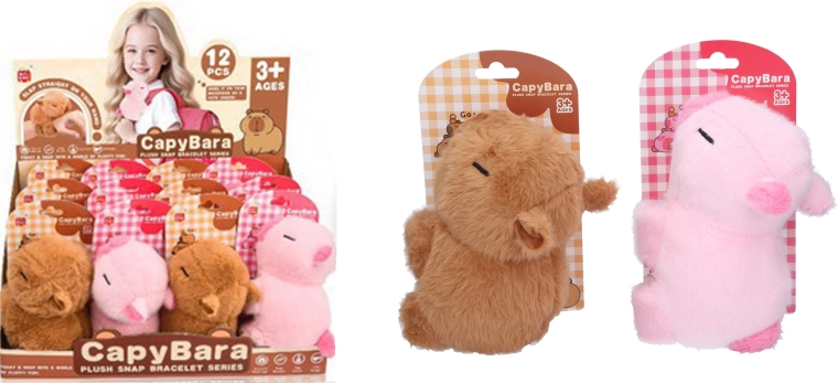 Pulsera de peluche con forma de capibara de 16 cm - 1 unidad