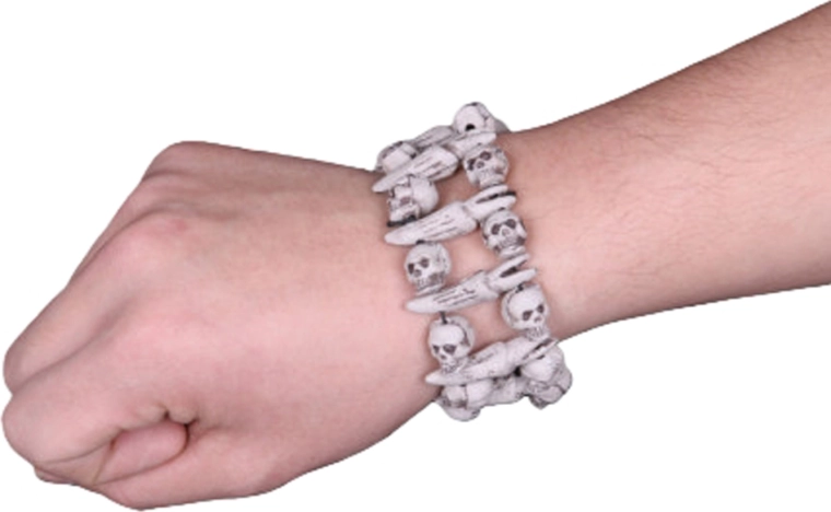 Pulsera de fiesta con calaveras y colmillos