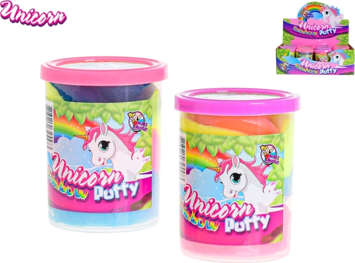 Masa unicornio arcoíris que hace pedorretas en vasito